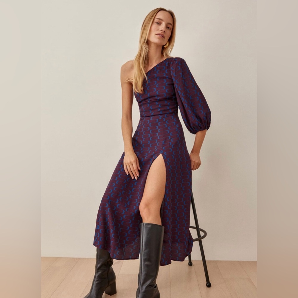 Reformation burgundy printed Lawrence dress
